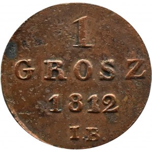 Księstwo Warszawskie, grosz 1812 I.B., Warszawa, IB - wąsko rozstawione