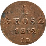 Księstwo Warszawskie, grosz 1812 I.B., Warszawa, IB - wąsko rozstawione