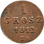 Księstwo Warszawskie, grosz 1812 I.B., Warszawa, IB - wąsko rozstawione