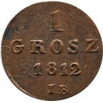 Księstwo Warszawskie, grosz 1812 I.B., Warszawa, IB - wąsko rozstawione