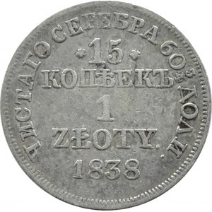 Mikołaj I, 15 kopiejek/1 złoty 1838 MW, Warszawa