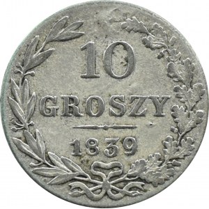 Nicholas I, 10 groszy 1839 MW, Warsaw, low circulation