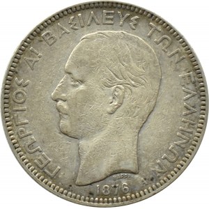 Grecja, Jerzy I, 5 drachm 1876, Paryż, rzadkie