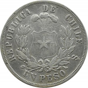 Chile, 1 Peso 1873, Santiago, selten
