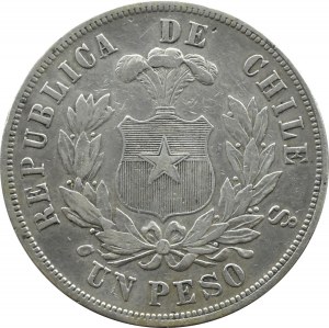 Chile, 1 peso 1873, Santiago, rzadkie