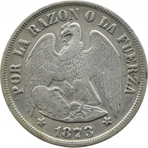 Chile, 1 peso 1873, Santiago, rzadkie