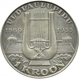 Estonia, 1 crown 1933, Harp, Tallinn