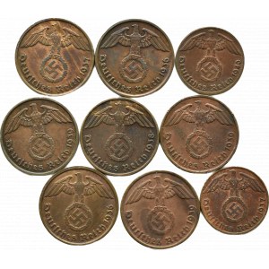 Niemcy, III Rzesza, 1-2 pfennig 1936-1940, rzadsze mennice