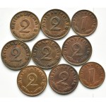 Niemcy, III Rzesza, 1-2 pfennig 1936-1940, rzadsze mennice