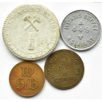 Germany, lot of 4 tokens, bronze, aluminum, porcelain