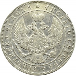 Nicholas I, 1 ruble 1844 MW, Warsaw, fan-shaped eagle tail type