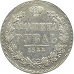 Nicholas I, 1 ruble 1844 MW, Warsaw, fan-shaped eagle tail type