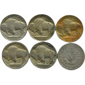 USA, Buffalo/Liberty, Los 5 Cents 1897-36, verschiedene Jahrgänge, Philadelphia