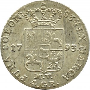 Stanislaw A. Poniatowski, 4 silver pennies (zloty) 1793 M.V., Warsaw