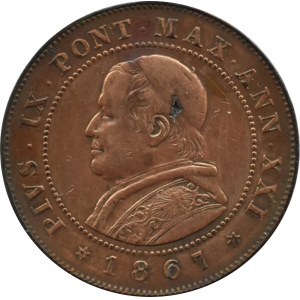 Vatican, Pius IX, 2 soldi (10 cent.)1867 R, Rome