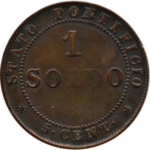 Watykan, Pius IX, 1 soldo (5 cent.) 1866 R, Rzym