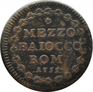 Watykan, Benedykt XIV, mezzo baiocco 1755 ROM, Rzym