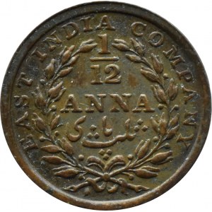 Wielka Brytania/Indie, Kompania Wschodnoindyjska, Wiktoria, 1/12 Anna 1835