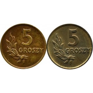 Polska, RP, 5 groszy 1949, Bazylea, dwa piękne egzemplarze