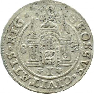 Stefan Batory, Pfennig 1582, Riga, Sorte mit dem Stadtwappen