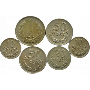Polska, PRL, lot 6 monet 1949, miedzionikiel, Kremnica