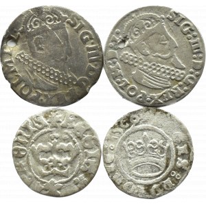XVI-XVII wiek, lot 4 srebrnych monet z okresu Polski Królewskiej