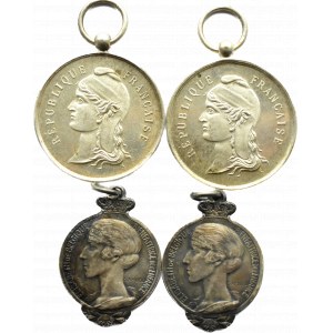 Francja/Belgia, XX wiek, lot medali posrebrzanych (4 sztuki)