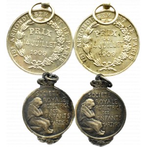 Frankreich/Belgien, 20. Jahrhundert, Flug von versilberten Medaillen (4 Stück)