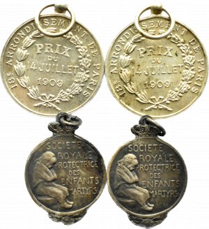 Francja/Belgia, XX wiek, lot medali posrebrzanych (4 sztuki)