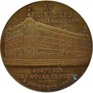 France, Jules Jaluzot, medal commemorating the opening of the Au Printemps Department Store 1890