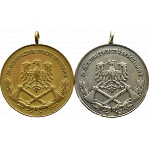 Polska, PRL, lot medali Za Zasługi dla Pożarnictwa, stopień brązowy i srebrny