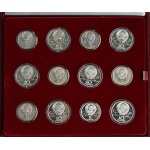 UdSSR, Moskau 80, Flug von Silbermünzen im Originaletui, Spiegelstempel