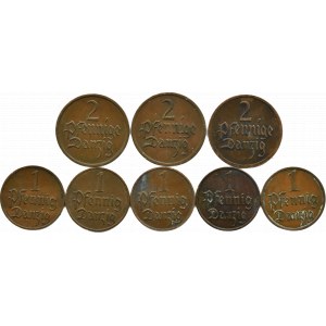 Free City of Danzig, set of small coins 1923-1937, Berlin