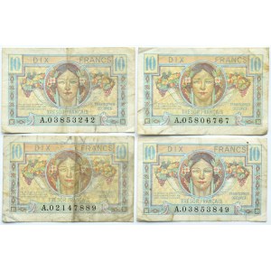 Frankreich, Besatzung, Los 10 Francs 1941, 4 Stück