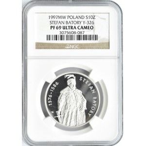 Polska, III RP, Stefan Batory - półpostać, 10 złotych 1997, Warszawa, NGC PF69 ULTRA CAMEO