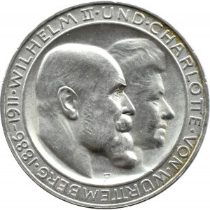 Deutschland, Württemberg, Wilhelm und Charlotte, 3 Mark 1911 F, Stuttgart