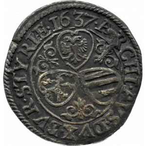 Austria, Ferdynand II, 3 krajcary 1637, Graz