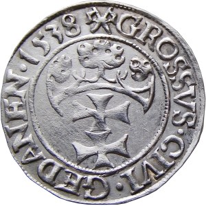 Sigismund I. der Alte, Pfennig 1538 PRVSS, Gdańsk, MENNY