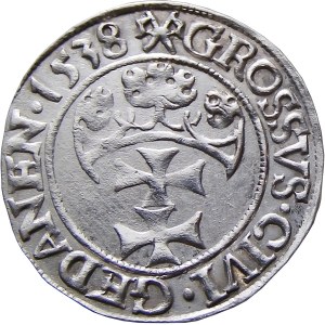 Zygmunt I Stary, grosz 1538 PRVSS, Gdańsk, MENNICZY