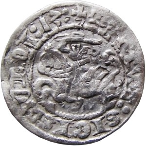 Sigismund I. der Alte, halber Pfennig 1513, Vilnius, GANZE ZERSTÖRUNG