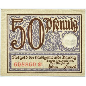 Wolne Miasto Gdańsk, 50 fenigów (pfennig) 1919