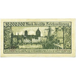 Freie Stadt Danzig, 10 Millionen Mark 1923, ohne Serienbrief, interessante Nummer