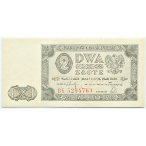 Polen, RP, 2 Zloty 1948, Warschau, BR-Serie, UNC