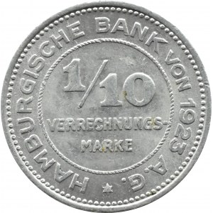 Deutschland, Hamburg, 1/10 Verreschungsmarke 1923, Hamburg, UNC
