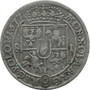 John III Sobieski, ort 1677 (8-1) SB, Leliwa coat of arms, misstamped denomination marking, Bydgoszcz, VERY RARE