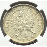 Polska, II RP, Kłosy, 2 złote 1925 z kropką, Londyn, NGC MS63