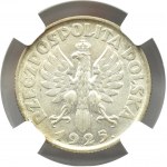 Polska, II RP, Kłosy, 1 złoty 1925, Londyn, NGC MS62