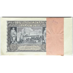 Polen, Generalna Gubernia, 20 Zloty 1940, Krakau, Serie G, PACZKA BANKOWA