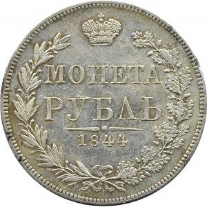 Nikolaus I., 1 Rubel 1844 MW, Warschau, fächerförmiger Adlerschwanztyp