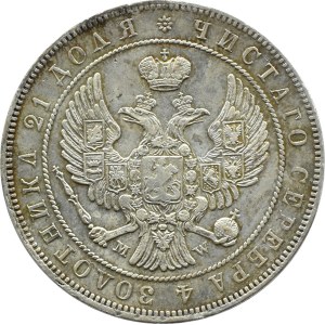 Nicholas I, 1 ruble 1844 MW, Warsaw, fan-shaped eagle tail type